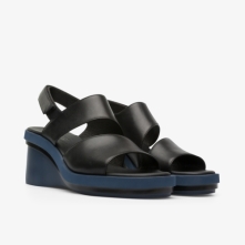 Camper Kyra Wedge Sandals Black - Womens Singapore JFGSRZ-006